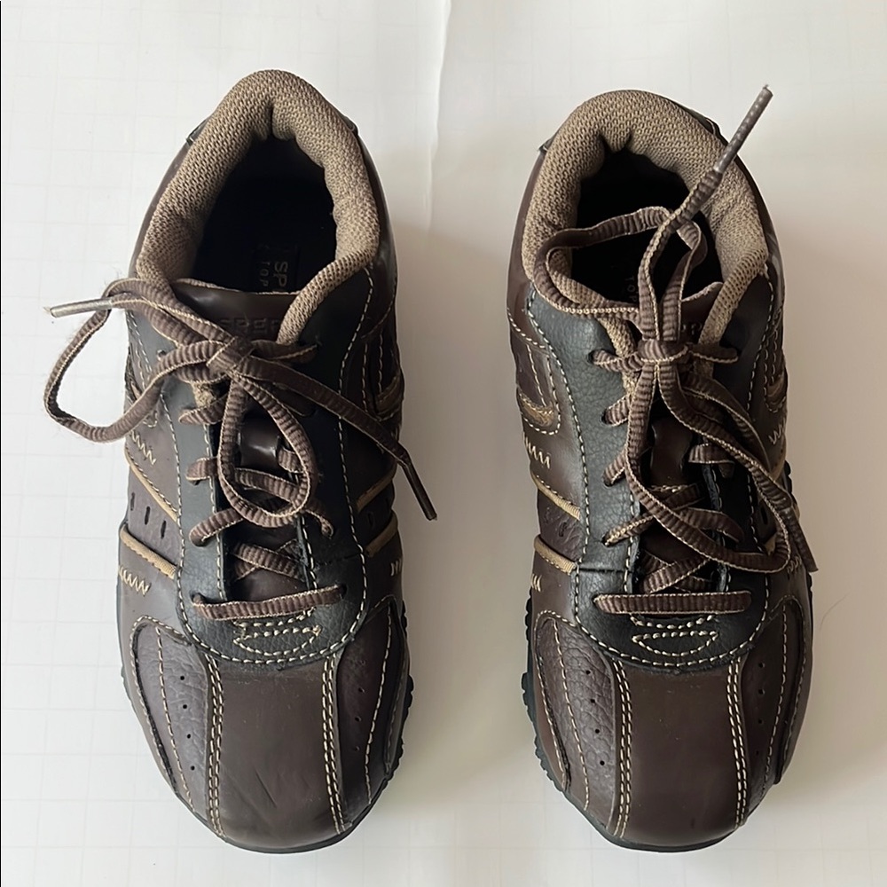 Sperry Kids Boys Clipper LC Brown Leather Sneakers Size 12M